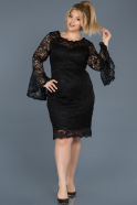 Short Black Laced Plus Size Evening Dress ABK435