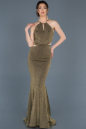 Long Black-Gold Mermaid Evening Dress ABU202
