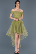 Front Short Back Long Olive Drab Prom Gown ABO022