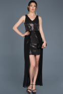Front Short Back Long Anthracite Prom Gown ABO019