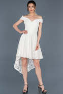 Front Short Back Long White Laced Invitation Dress ABO023