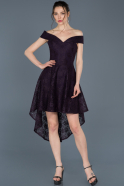 Front Short Back Long Dark Purple Laced Invitation Dress ABO023