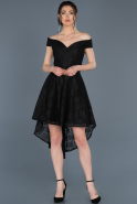 Front Short Back Long Black Laced Invitation Dress ABO023