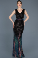 Long Black-Sax Blue Mermaid Evening Dress ABU683