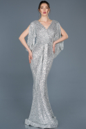 Long Silver Mermaid Prom Dress ABU689