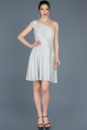 Short Silver Invitation Dress ABK450