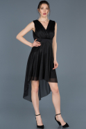 Front Short Back Long Black Prom Gown ABO024