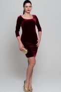 Short Burgundy Velvet Coctail Dress AR36757