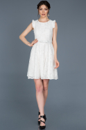 Short White Laced Prom Gown ABK454