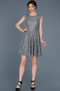 Short Grey Laced Prom Gown ABK454