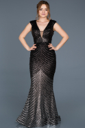 Long Silver-Black Mermaid Evening Dress ABU641