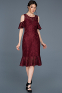 Midi Burgundy Laced Invitation Dress ABK455