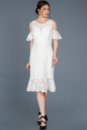 Midi White Laced Invitation Dress ABK455