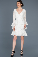 Short White Laced Invitation Dress ABK456
