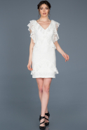 Short White Laced Invitation Dress ABK458