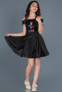 Short Black Satin Girl Dress ABK467