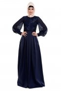 Navy Blue Hijab Dress S3955