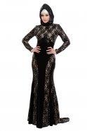 Black-Ecru Hijab Dress S3902