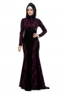 Black-Fuchsia Hijab Dress S3902