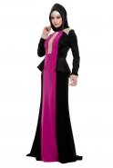 Black-Fuchsia Hijab Dress S3898