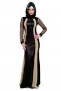 Long Black-Gold Evening Dress C3104