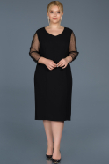 Short Black Plus Size Evening Dress ABK487