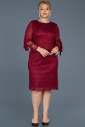 Short Burgundy Laced Oversized Evening Dress ABK429
