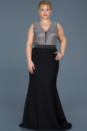 Long Black-Silver Oversized Mermaid Evening Dress ABU723