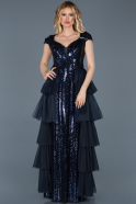 Long Navy Blue Mermaid Prom Dress ABU697