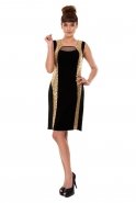 Short Black-Gold Evening Dress C5165