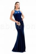 Long Sax Blue Velvet Evening Dress C6196