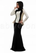 Ecru-Gold Hijab Dress C6175