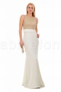 Long White-Gold Evening Dress C6155