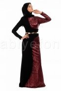 Burgundy Hijab Dress S3782
