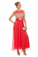 Long Coral Evening Dress T1834
