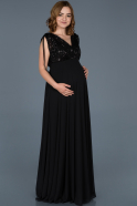 Long Black Pregnancy Evening Dress ABU746