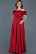 Long Red Pregnancy Evening Dress ABU752
