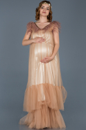 Long Beige Pregnancy Evening Dress ABU748