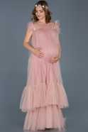 Long Powder Color Pregnancy Evening Dress ABU748