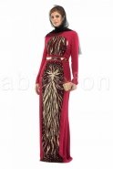 Burgundy Hijab Dress S3694