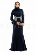 Navy Blue Hijab Dress S3680