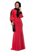 Coral Hijab Dress C6057