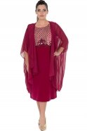 Short Cherry Colored Oversized Evening Dress AL6108