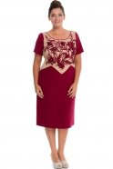 Short Cherry Colored Oversized Evening Dress ALK5516