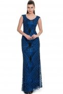 Long Sax Blue Evening Dress C7019