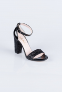 Black Silvery Evening Shoes AB1004