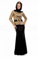 Black-Gold Hijab Dress C6104