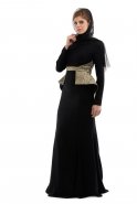Black-Silver Hijab Dress S3680