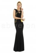 Long Black-Gold Evening Dress O7125