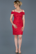Short Red Laced Invitation Dress ABK411